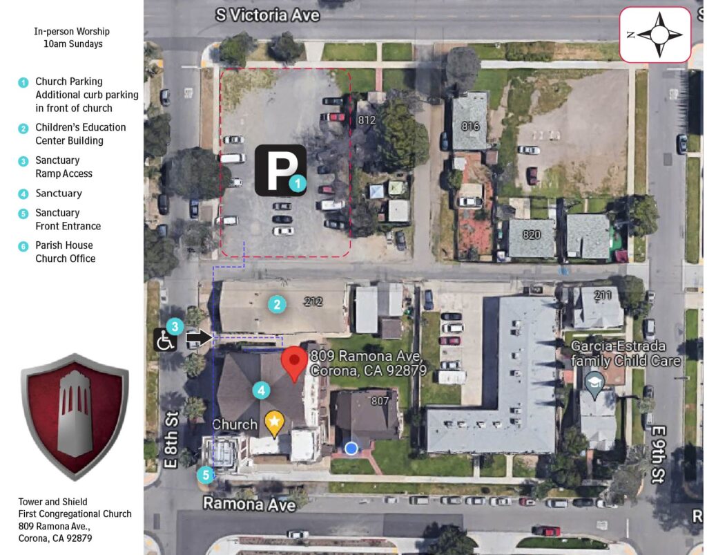 Tower and Shield Church Property and Parking Map